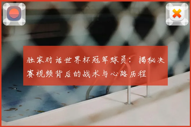 独家对话世界杯冠军球员：揭秘决赛视频背后的战术与心路历程